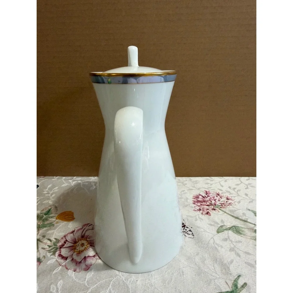 Classic Rose Rosenthal Group Germany Form 2000 White Gold Trim Coffee Pot 9in